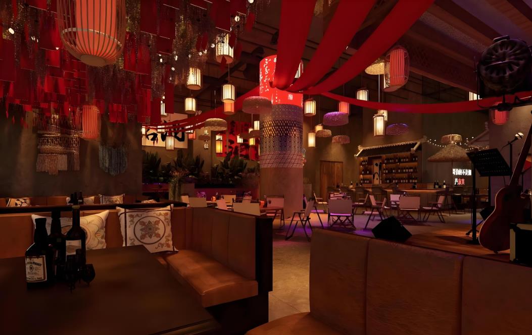 中式復古風格的民謠酒吧裝修設