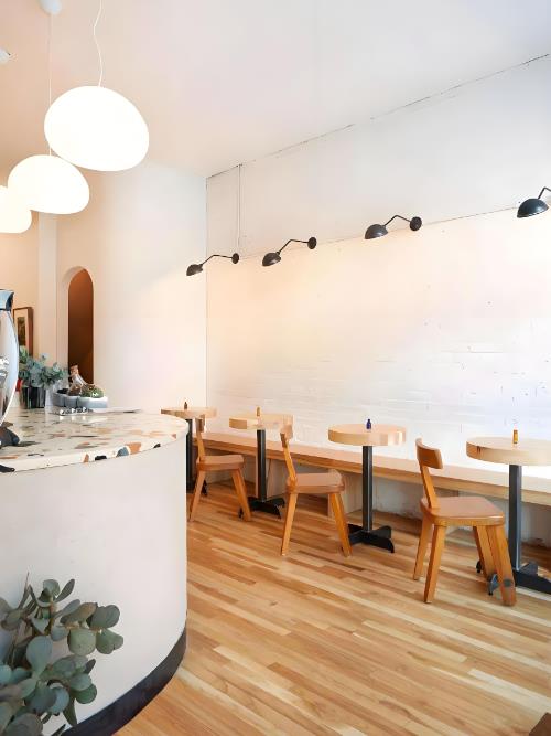 甜品店裝修設(shè)計(jì)，清新ins風(fēng)原木系咖啡甜品店